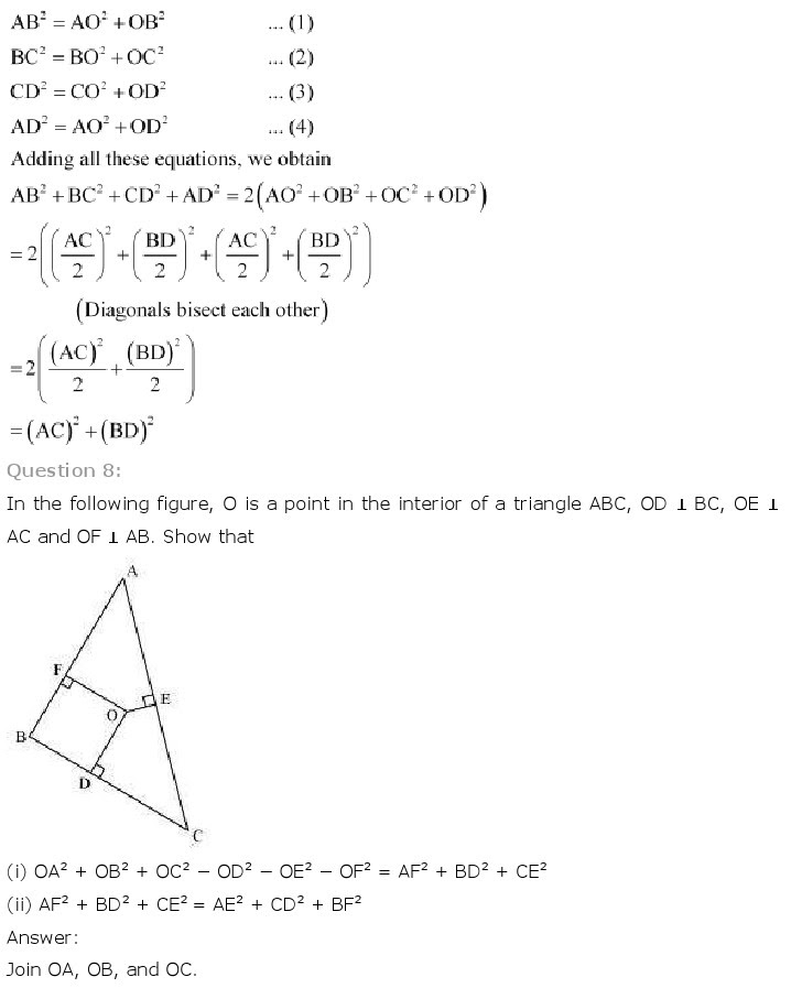 NCERT Solutions for Class 10th Maths Chapter 6 - Triangles