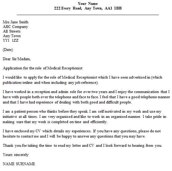 Receptionist Application Letter With No Experience View Our 1 Cover Letter Examples For Success Myperfectcv 1034 Alta Vista Drive Princeton Nj 67992 Hamparan