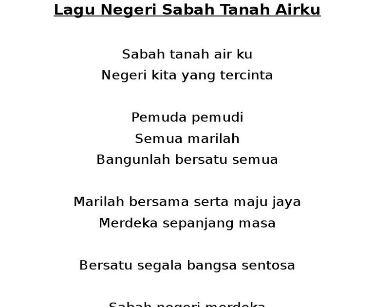 Lirik Lagu Sabah Tanah Airku / Atmosfera ft floor 88 original sabahan