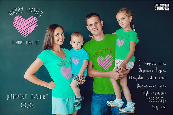 Happy Family T-Shirt Mock-Up PSD - The best free PSD t-shirt mockups we've  found from the amazing sources. Including multiple different angles and  views with clean empty space to add your own