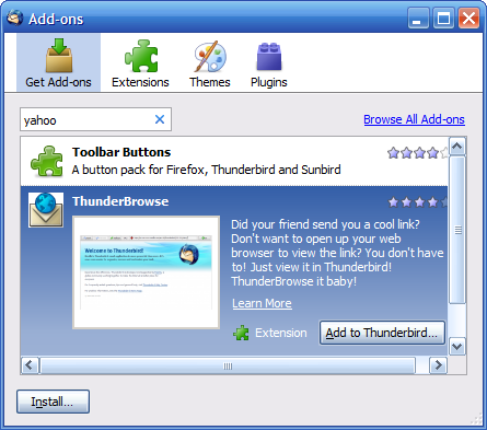 Thunderbird 3 Add-ons manager