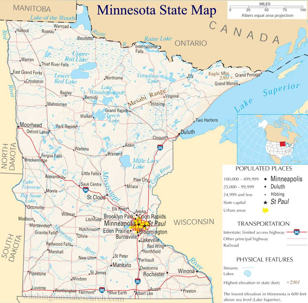 Minnesota In The Us Map