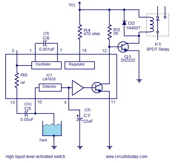 high fluid level activated relay