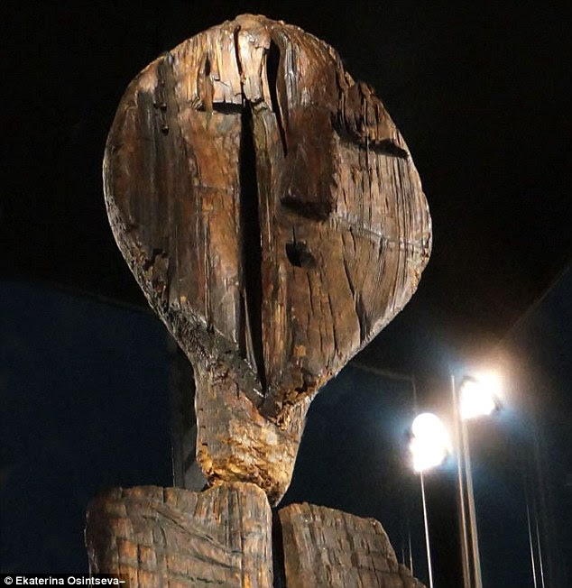 The remarkable Shigir Idol (pictured) which is covered in ‘encrypted code’ and may be a message from ancient man, is the oldest wooden sculpture in the world