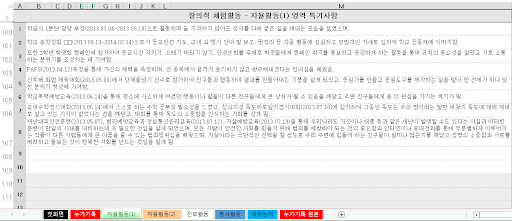 자율적인 창체활동의 특징이 학기별로 기록되어 있나요?