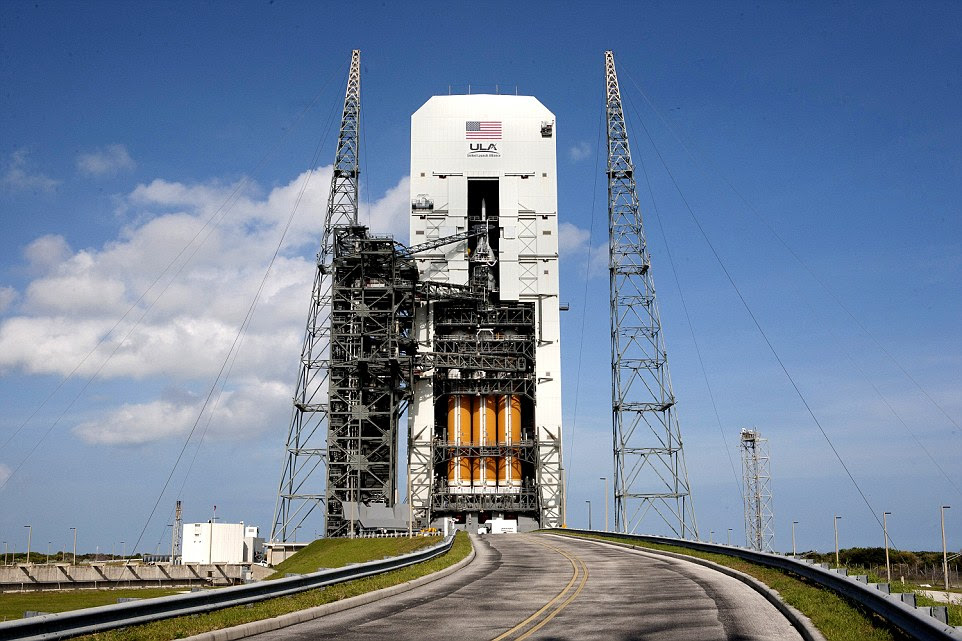 Poised: Orion awaits launch in Florida. This was the first attempt to send a spacecraft capable of carrying humans beyond a couple hundred miles above Earth since the Apollo moon mission