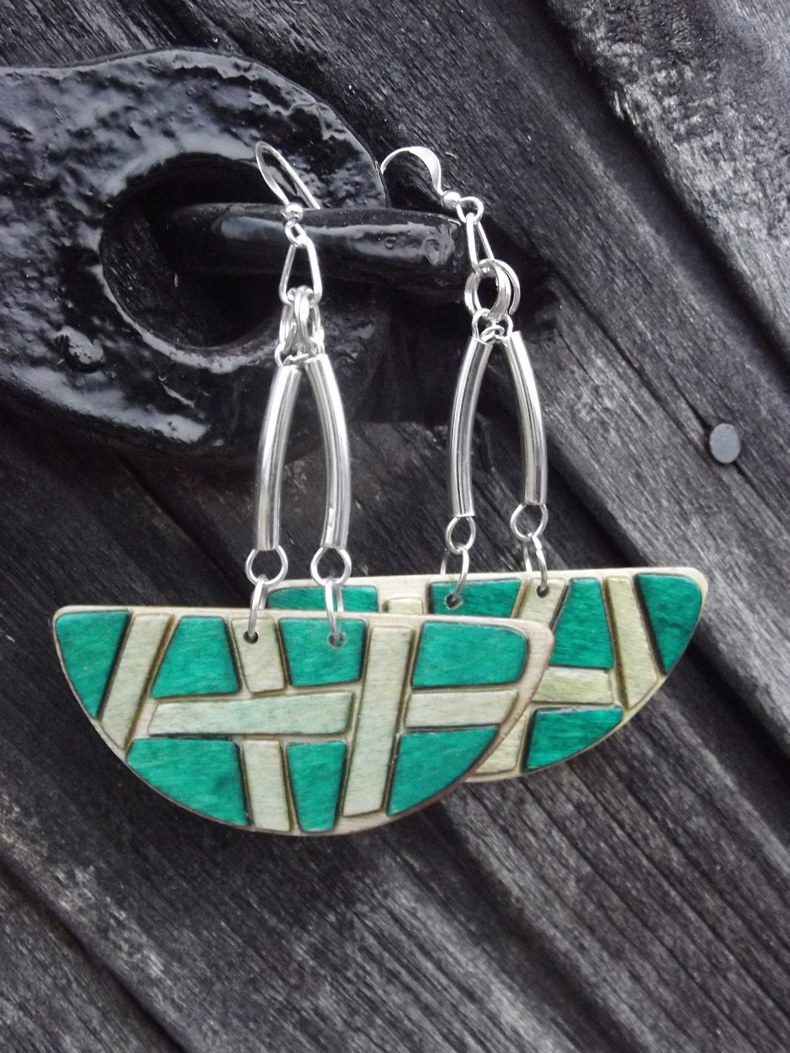 Wooden earrings from Finnish birch aircraft plywood - BeautyByLin
