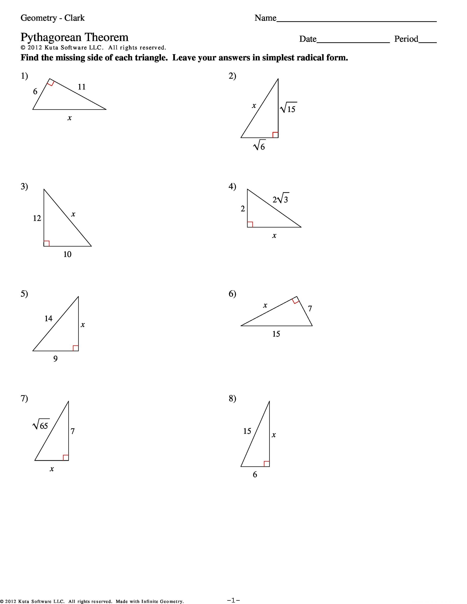 11th Grade Pythagorean Theorem Worksheet Answers Key - Gamers Smart Intended For Pythagoras Theorem Worksheet Pdf