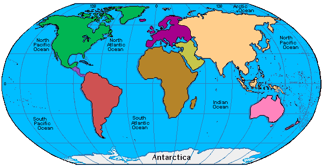 Continents and Oceans of the World