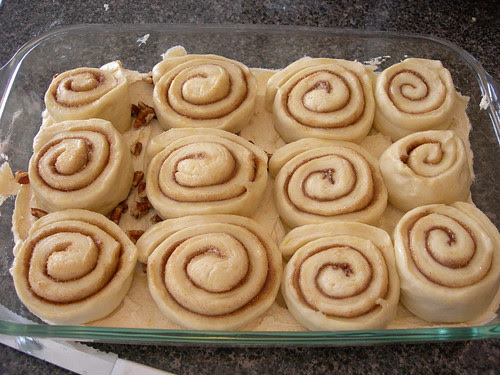 Sticky buns after rising