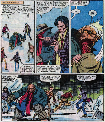 Hey, he's being mugged by anorexic Tony Stark! FF #242 panel