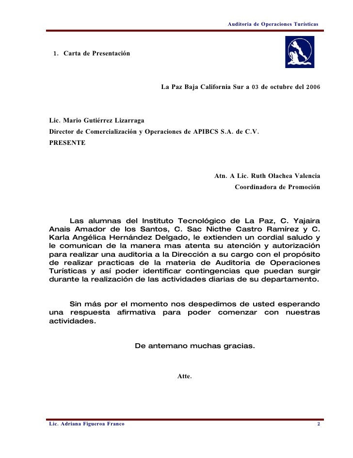 Carta De Auditoria Exemplo