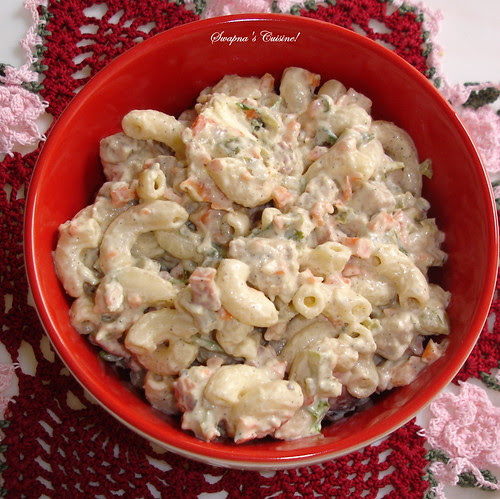 Parmesan and Macaroni Chicken Salad with Roasted Bell Pepper