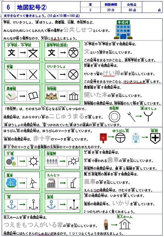 ベストセレクション 地図記号 プリント Fuutou Sozai