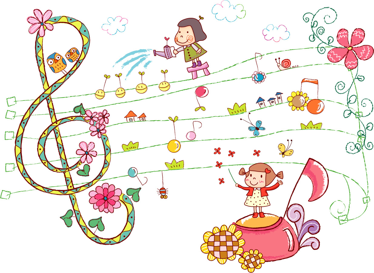 素材 お伽噺の少女と楽譜 Little Girl Read Music イラスト素材