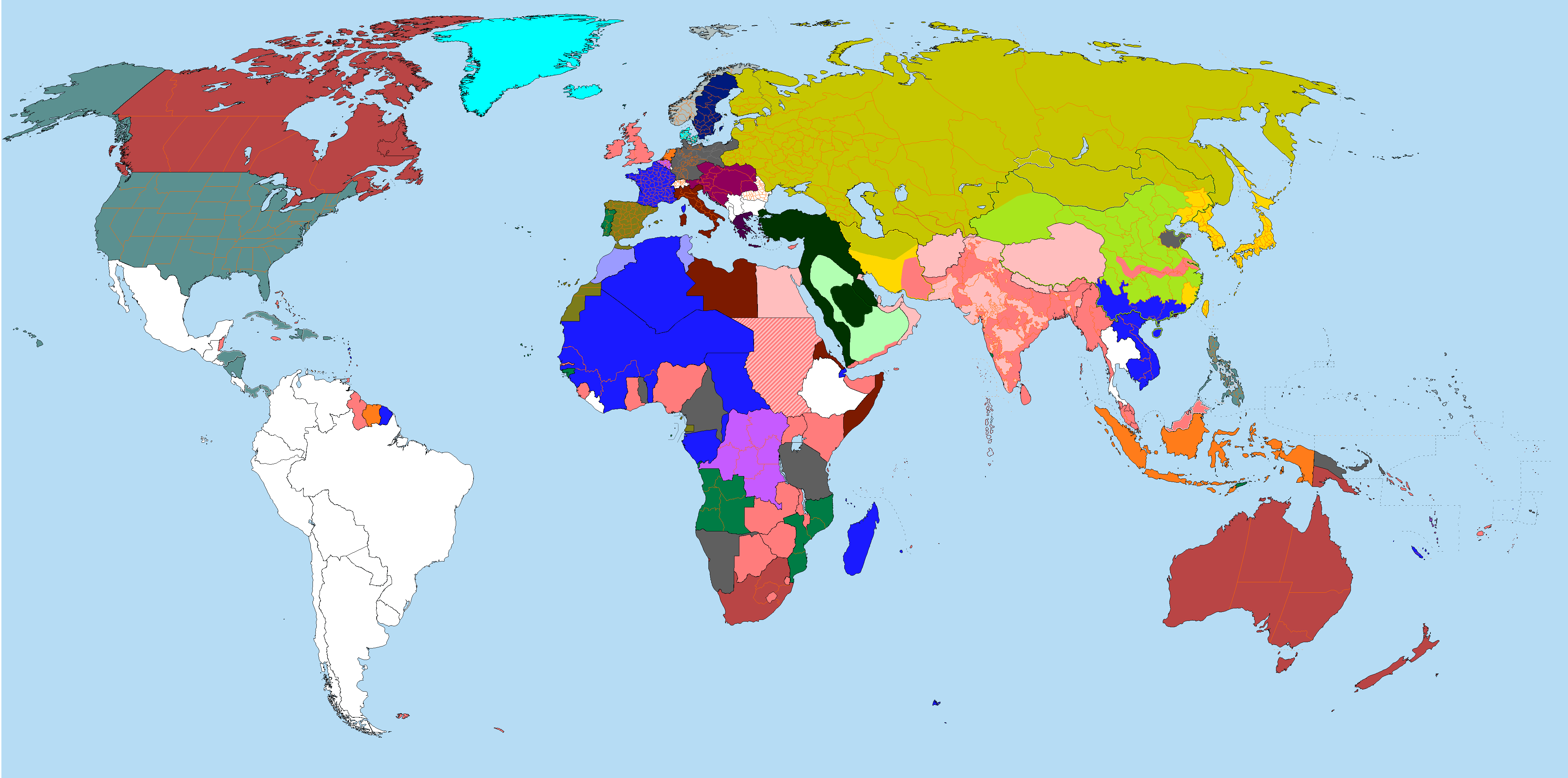 Map Of World 1914  Tourist Map Of English