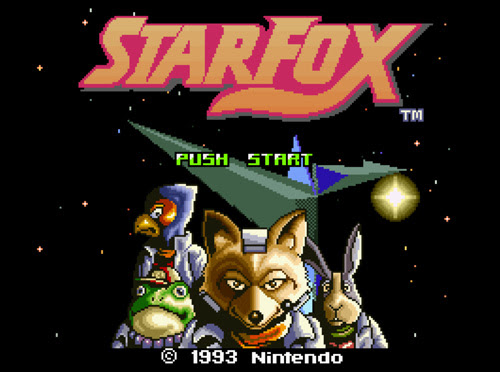 Tela de abertura do jogo Star Fox para Super Nintendo