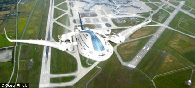 If the Sky Whale has to make a crash landing, the passenger section would separate from the wings to reduce the loss of life. The effect of all the technology is to reduce drag, fuel consumption and weight, making it one of the greenest aircrafts imaginable