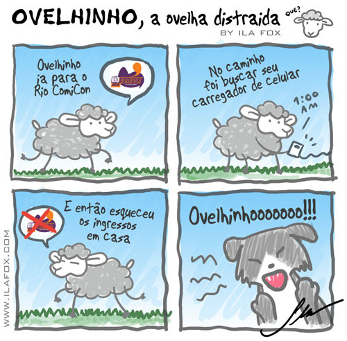 carneiro ovelha, ovelhinho a ovelha distraída vai na Rio ComiCon - quadrinhos by ila fox