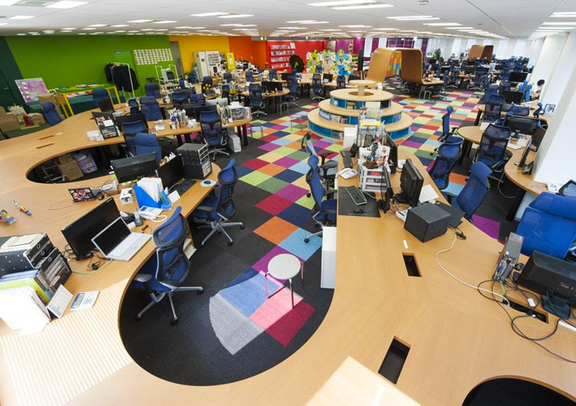 teamlab design pikiv office with 250m interactive work desk