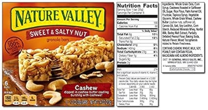 Nature Valley Granola Bars Nutrition Label - Pensandpieces