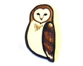 Barn Owl Brooch Pin Shrinky Plastic - zyzanna
