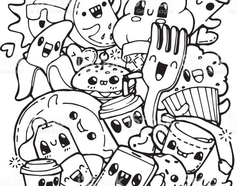 Coloriage kawaii pretty food and cute JeColorie.com