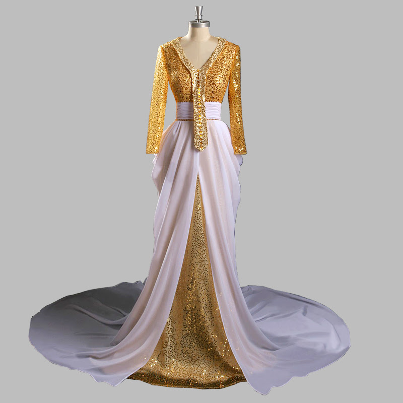 2014 Autumn Winter New Sequin Dress Dubai Kaftan Long Evening Gowns Abaya In Dubai With White
