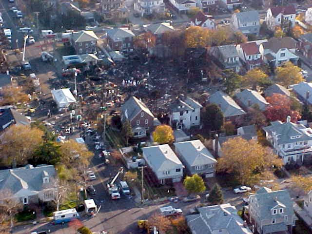 The crash site of American Airlines flight 587 The crash site of American Airlines flight 587