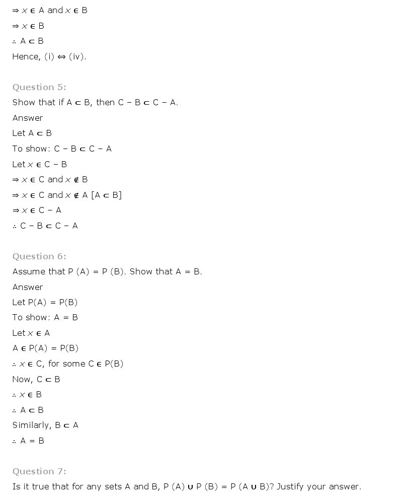 NCERT Solutions for Class 11th Maths Chapter 1 - Sets