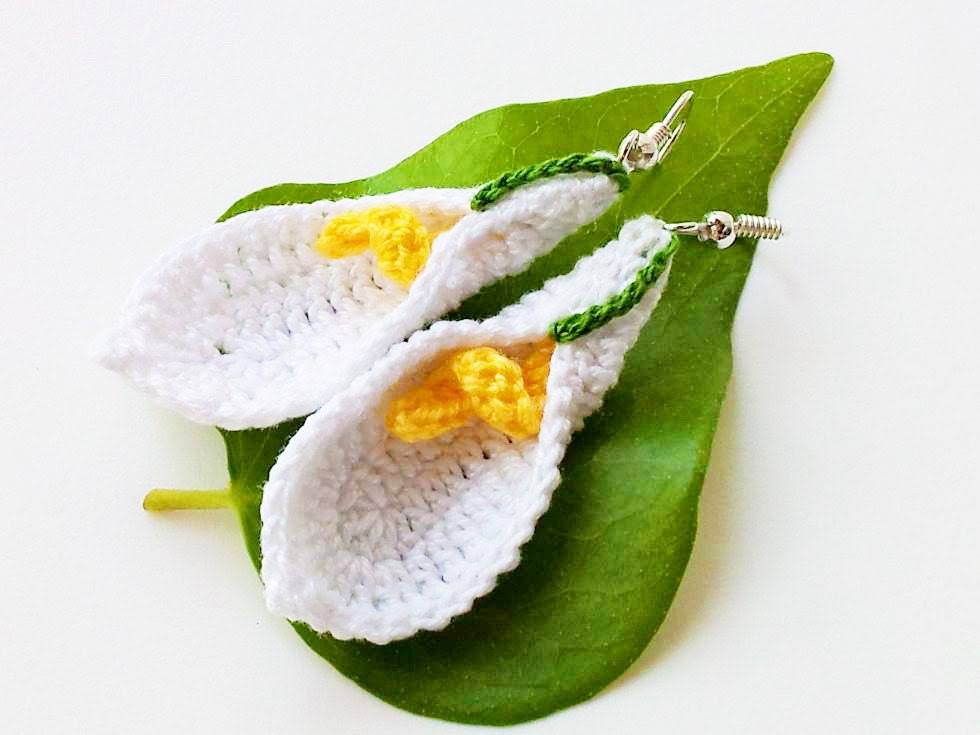 Crochet Calla Earrings.FREE SHIPPING - toivour Crochet Calla Earrings.FREE SHIPPING - toivour
