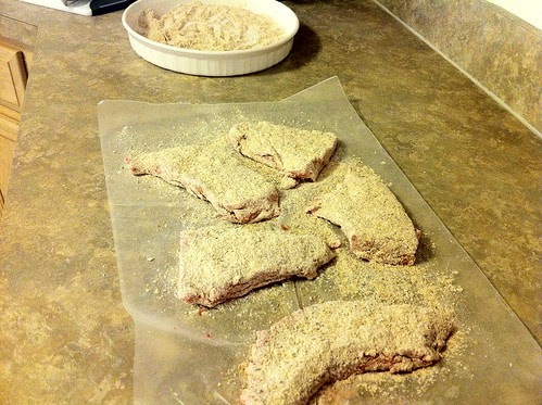 Seasoned Tenderized Steak Ready for Searing