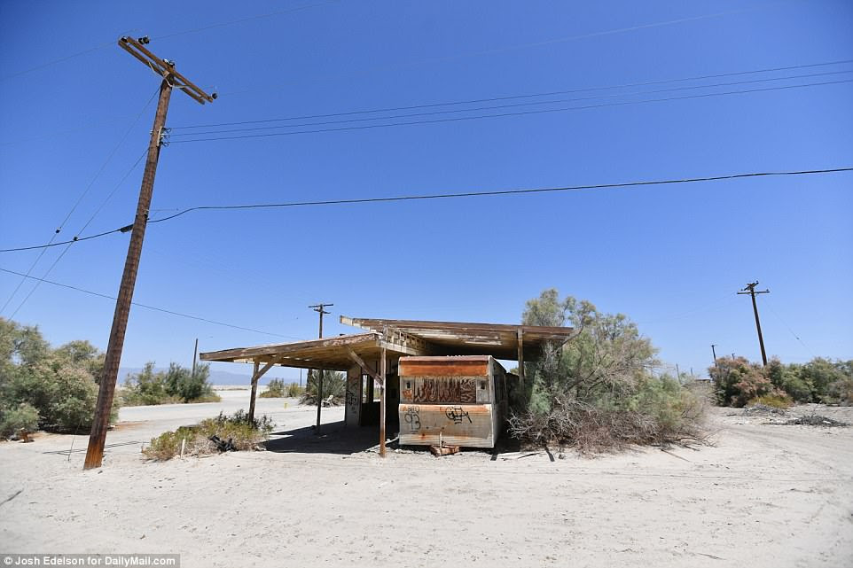 Besides buildings being left behind, so were dozens of campers and trailers that have also been covered in graffiti, like the one pictured above at Salton Sea Beach. The abandoned properties create what many call a ghost town atmosphere for the area  