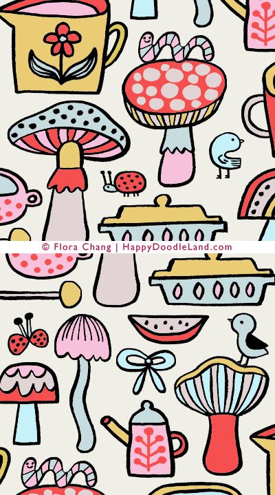 Chuncky Colored Doodles Pattern, partial details