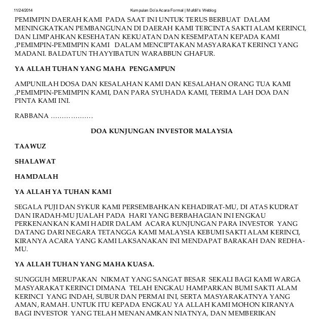 Kumpulan Doa Doa Acara Resmi Berita Sekitar Kita