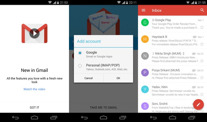 New Design Gmail 5.0 for Android leaks for Android 4, Download Now