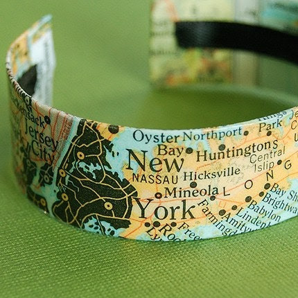 Map of New York - Long Island Area Cuff Bracelet - Style 2