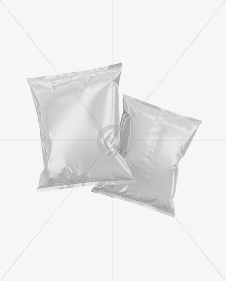 Download Glossy Bag Black Chips Mockup Two Glossy Snack Packages Mockup In Bag Sack Mockups On PSD Mockup Templates