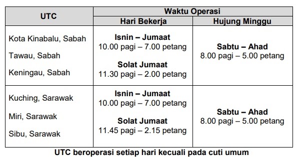 Waktu Operasi Utc Johor / Jpj Utc Pasir Gudang Waktu Operasi / Senarai