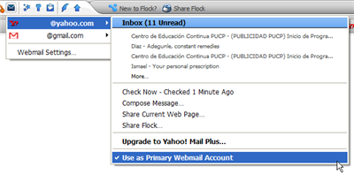 Flock 1.1 beta webmail integration