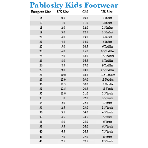 Zappos Kids Shoe Size Chart ~ Italian Sandals