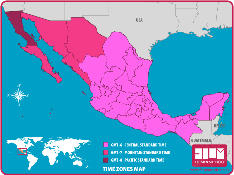 Cancun Mexico Time Zone Map