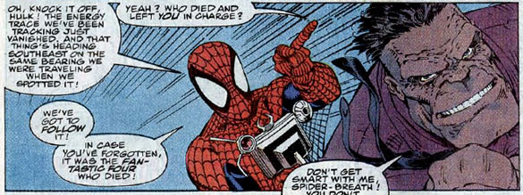 '...know what it's like to have your word balloon cut off in mid-speech!' Death of the FF