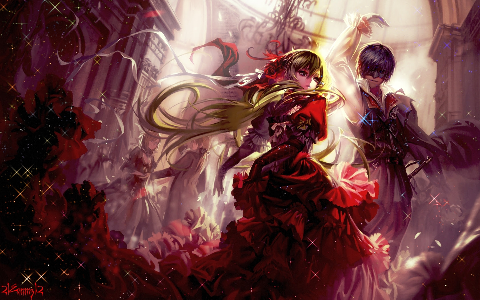 Anime - Vocaloid - Miku Hatsune - Kaito Shion - Miku - Kaito - Song Illustration - Cantarella Papel de Parede Anime - Vocaloid - Miku Hatsune - Kaito Shion - Miku - Kaito - Song Illustration - Cantarella Papel de Parede