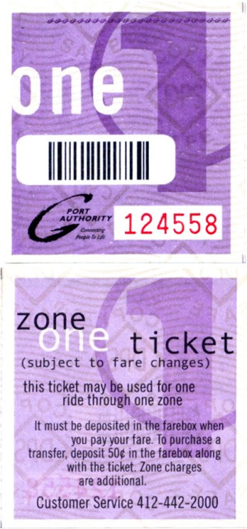 PAT ticket (front and back)