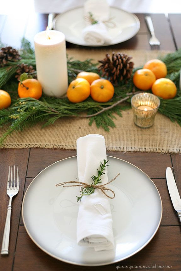 Our Christmas dinner table last year. I loved how natural, inexpensive, and pretty it was. #Christmas