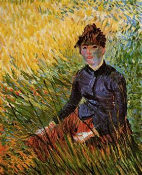 Mujer que se sienta en la hierba, Vincent van Gogh
