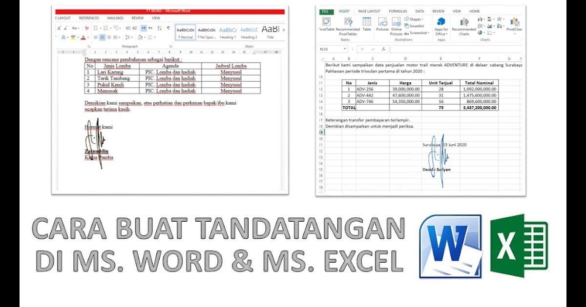 Cara membuat tanda tangan di microsoft excel