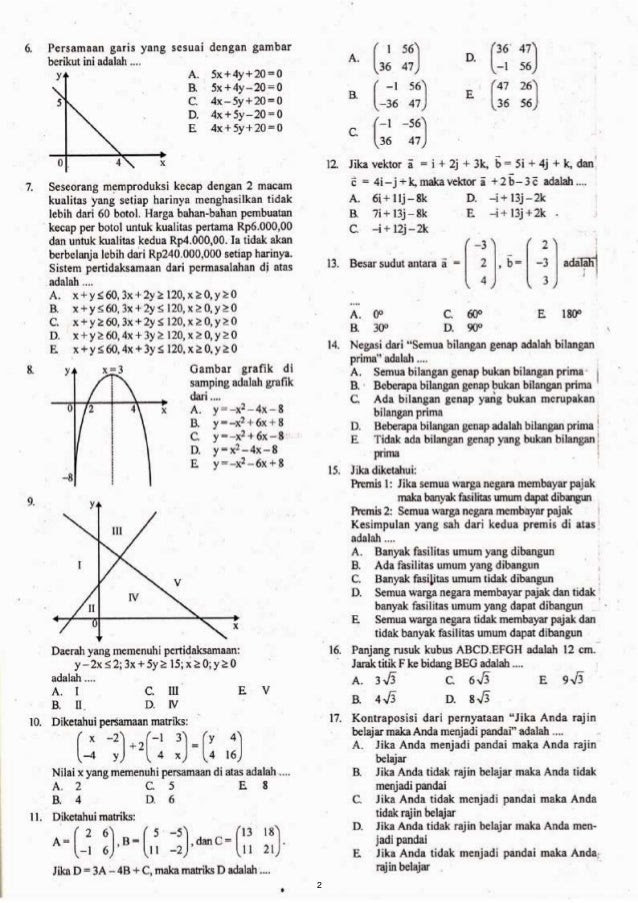 Cari Soal Un Matematika Teknik Beserta Jawabannya Ilmusosial Id