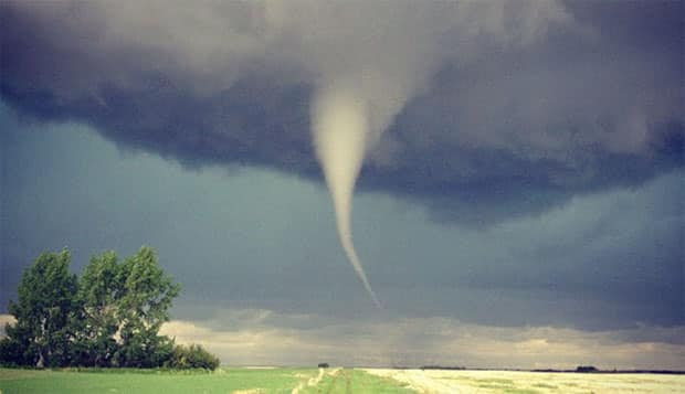 This funnel cloud was one of several spotted in the west-central area of the province.